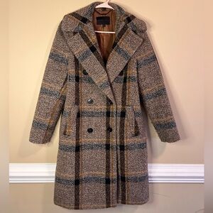 Kendall+Kylie double-breasted plaid wool coat